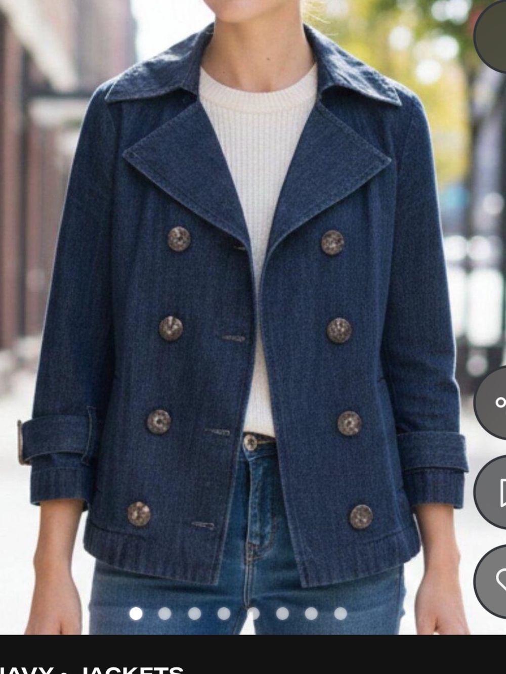 Women’s Denim Double-Breasted Jean Jacket - Dark Blue XL